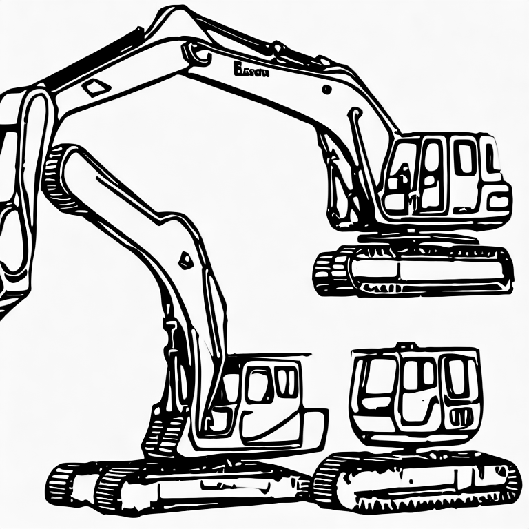 Coloring page of a big excavator