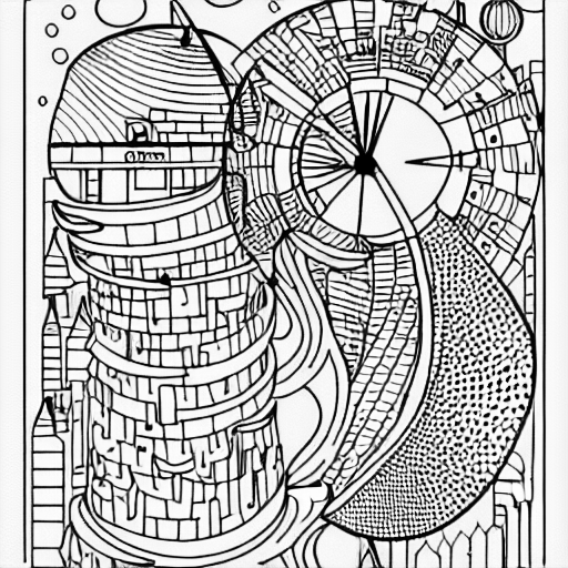 Coloring page of a boring dystopia