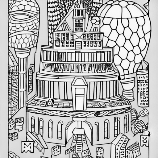 Coloring page of a boring dystopia