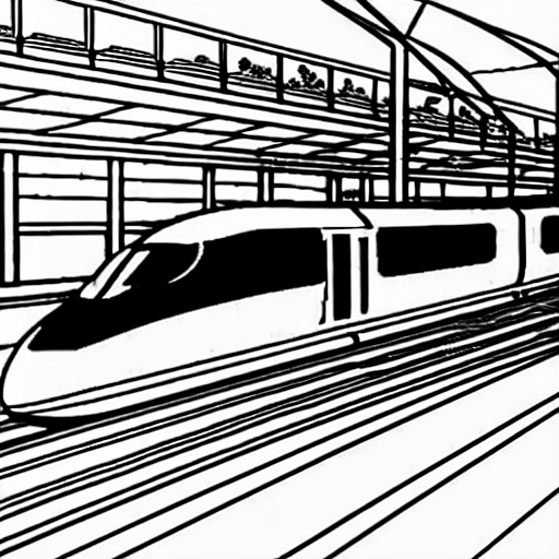 Coloring page of a bullet train