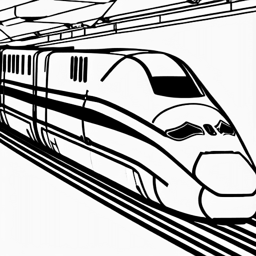 Coloring page of a bullet train