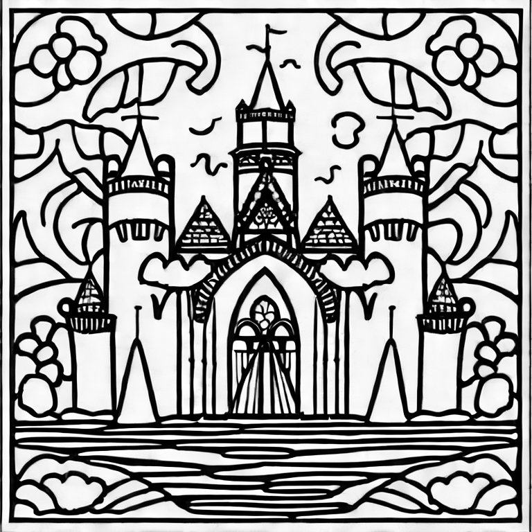 Coloring page of a castle
