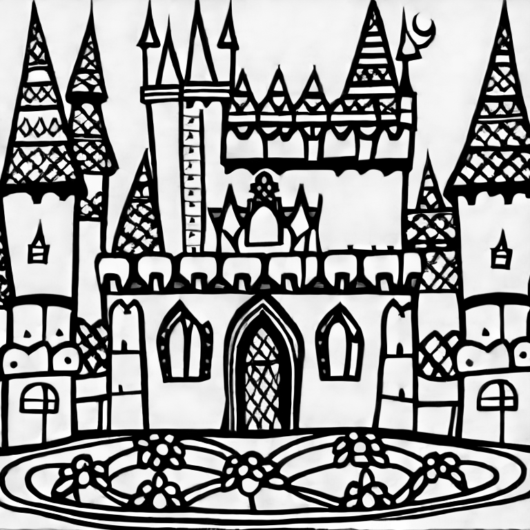 Coloring page of a castle of a king