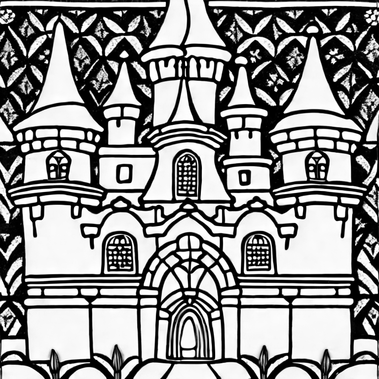 Coloring page of a castle of the king