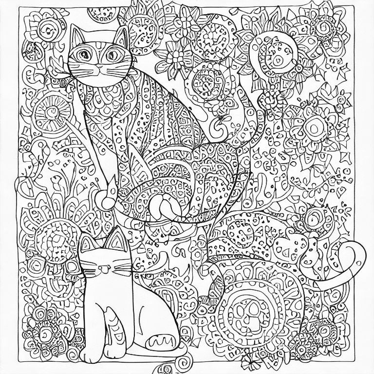 Coloring page of a cat