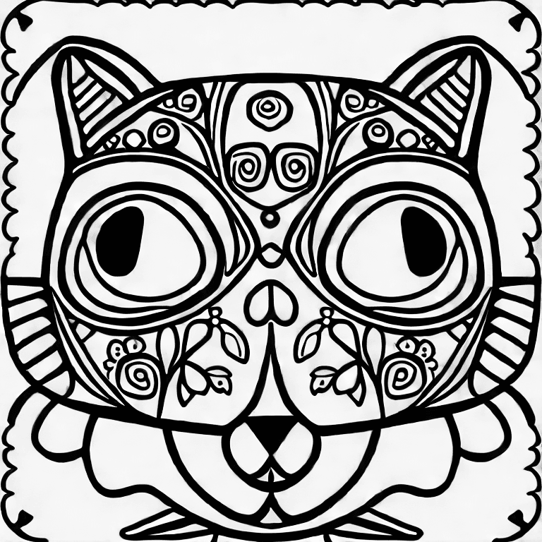 Coloring page of a cat smille