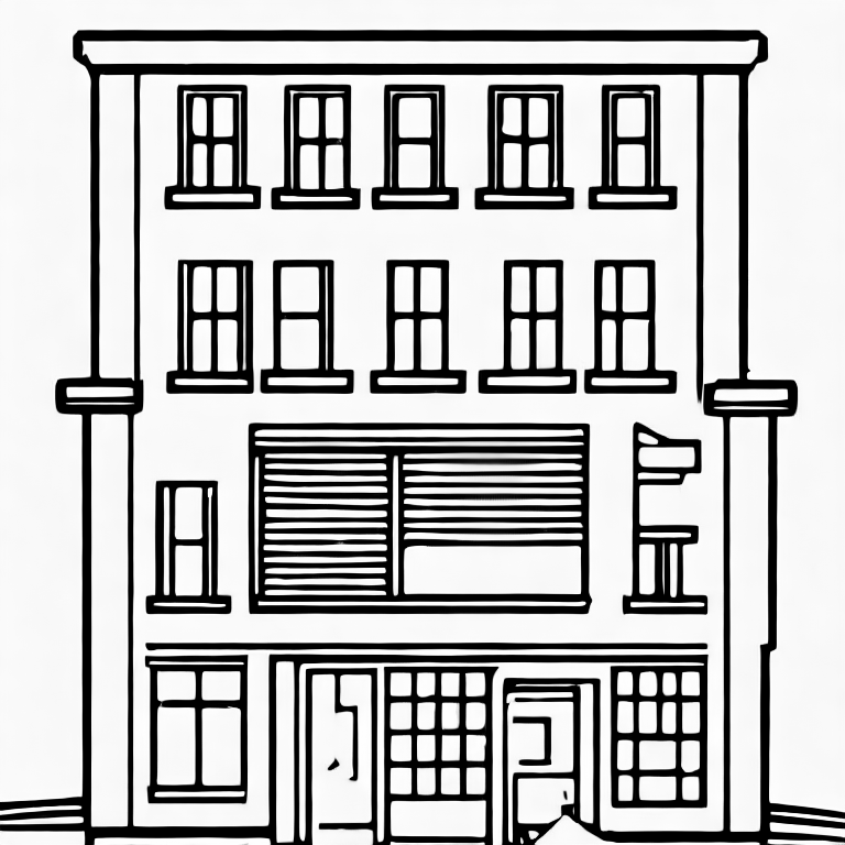 Coloring page of a corporate building