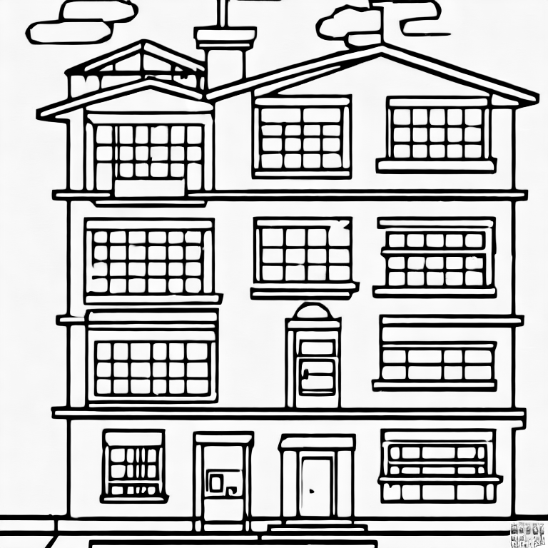 Coloring page of a corporate building