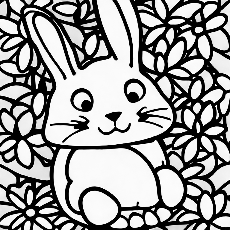 Coloring page of a cute bunny