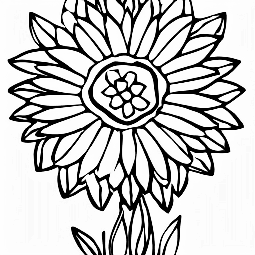 Coloring page of a cute flower