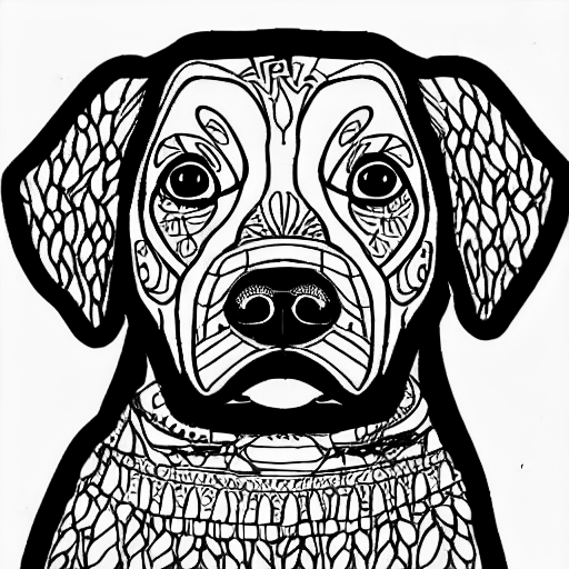 Coloring page of a dog that is old
