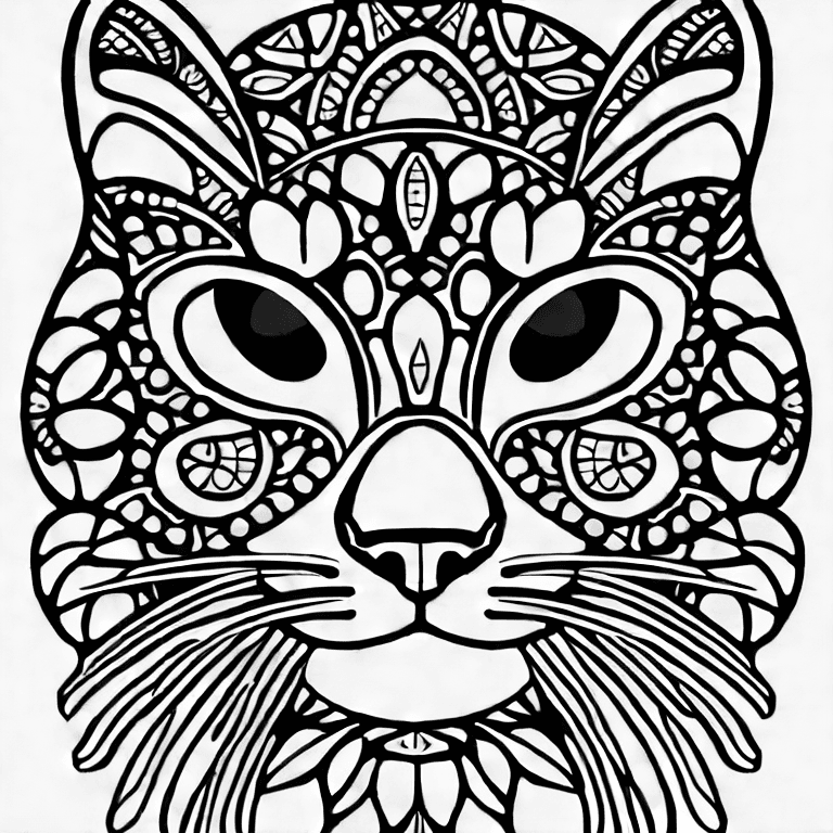 Coloring page of a doodle of a cat