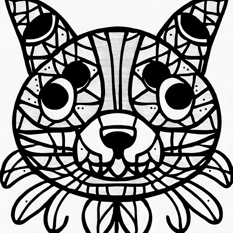 Coloring page of a doodle of a cat