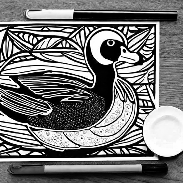 Coloring page of a duck