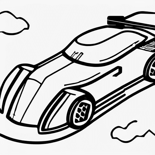 Coloring page of a flying racecar