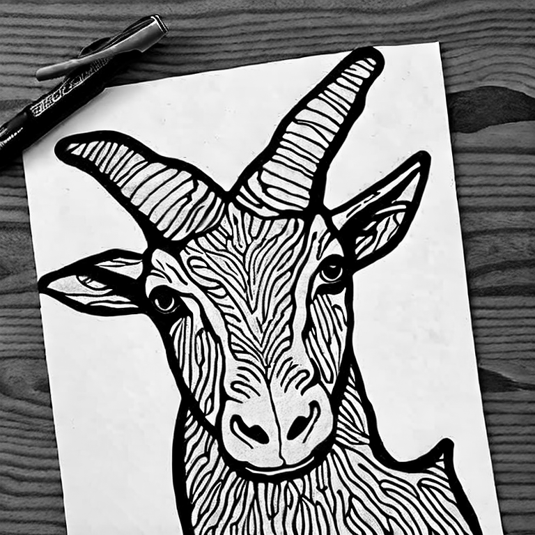 Coloring page of a goat