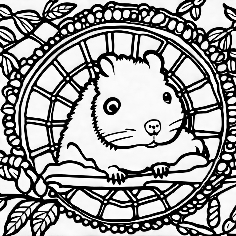 Coloring page of a hamster