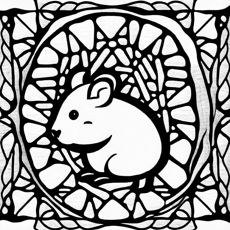 Coloring page of a hamster