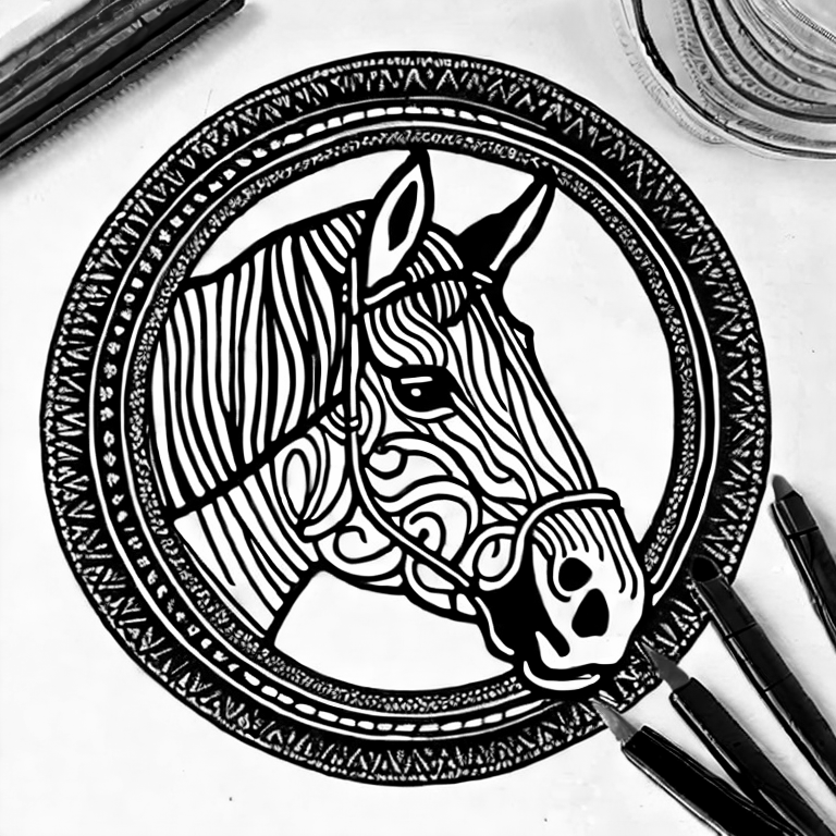Coloring page of a horse