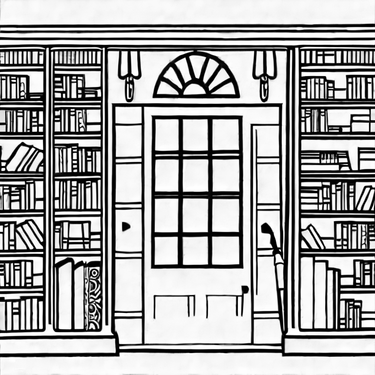 Coloring page of a library