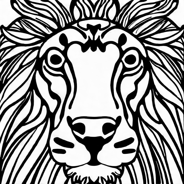 Coloring page of a lion