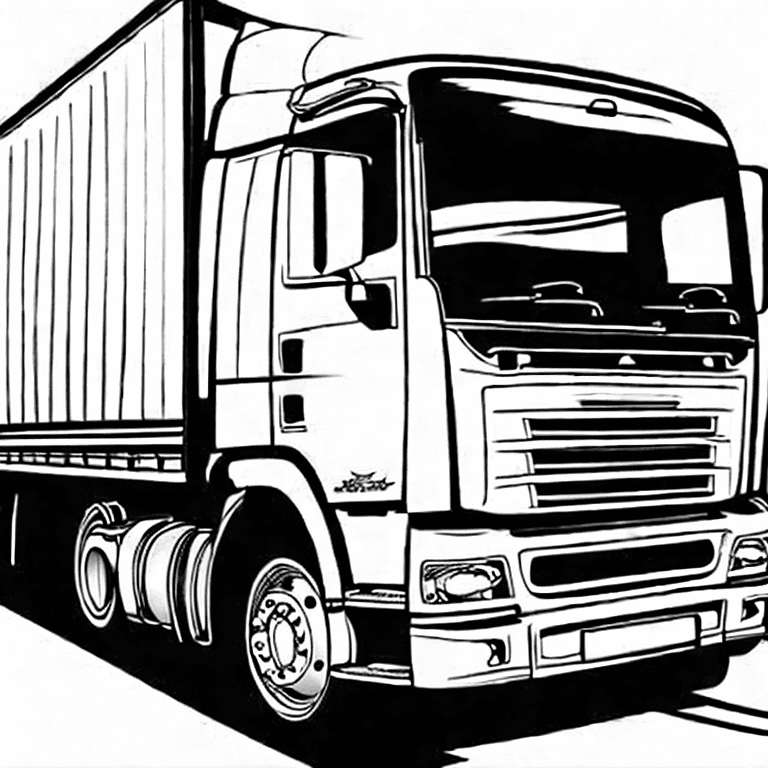 Coloring page of a lorry