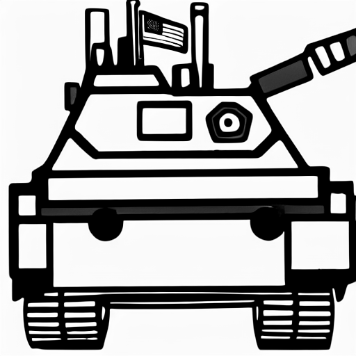 Coloring page of a modern war tank