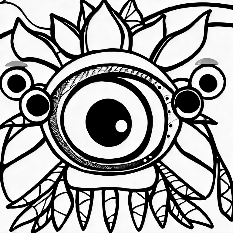 Coloring page of a monster with big eye