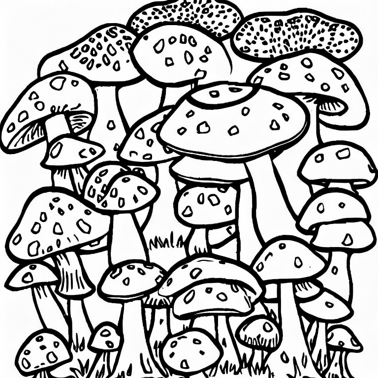 Coloring page of a mushroom