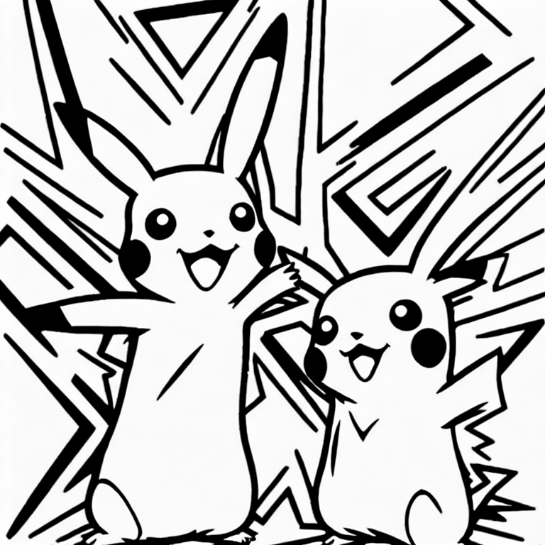 Coloring page of a pikachu
