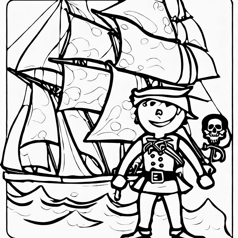 Coloring page of a pirate