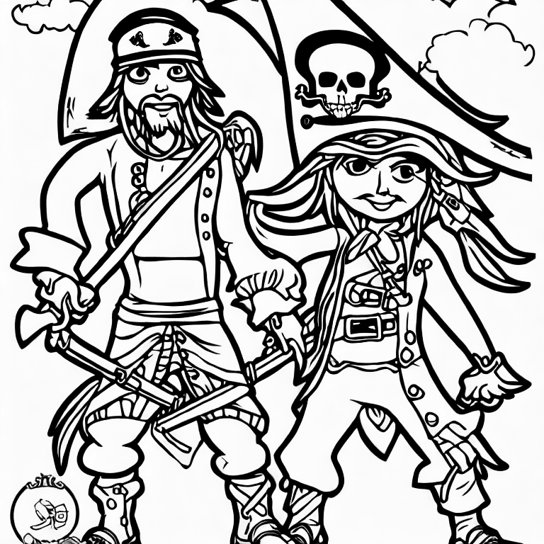 Coloring page of a pirate