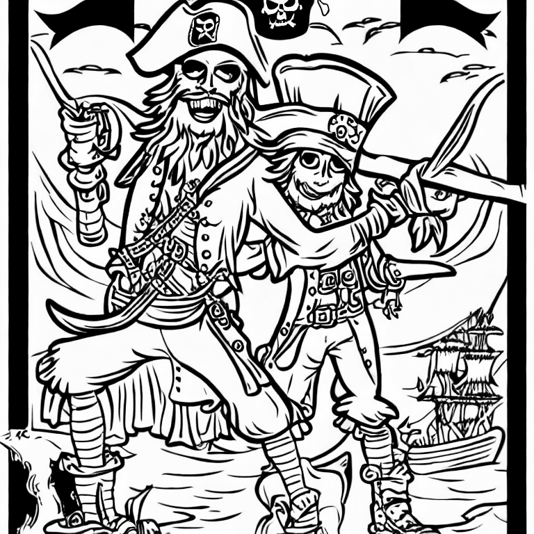 Coloring page of a pirate