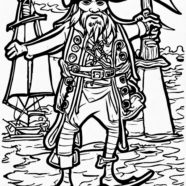 Coloring page of a pirate