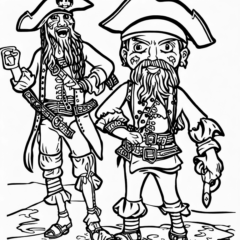 Coloring page of a pirate