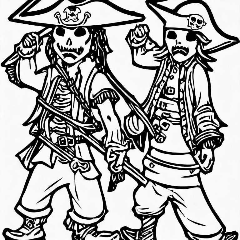 Coloring page of a pirate