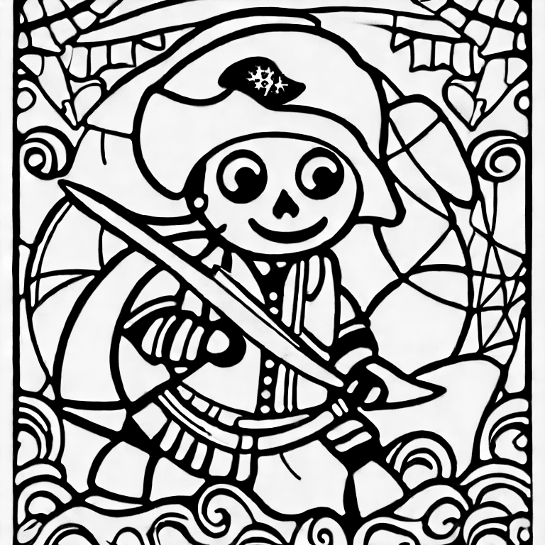 Coloring page of a pirate