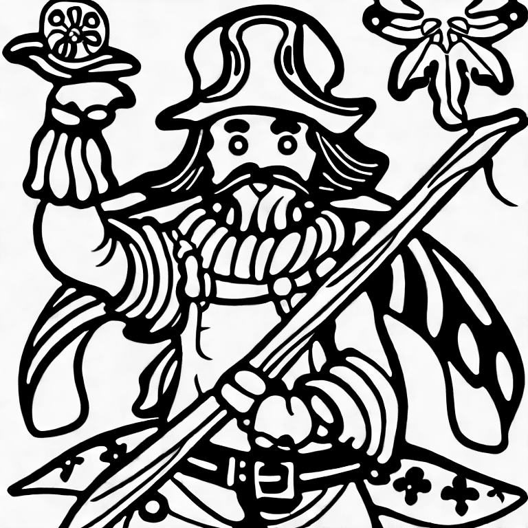 Coloring page of a pirate