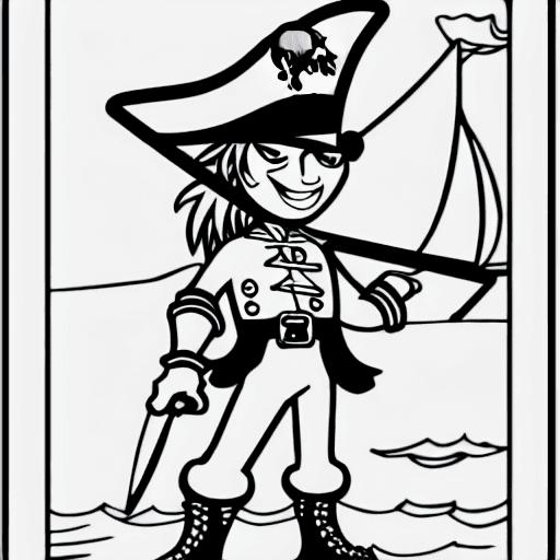 Coloring page of a pirate