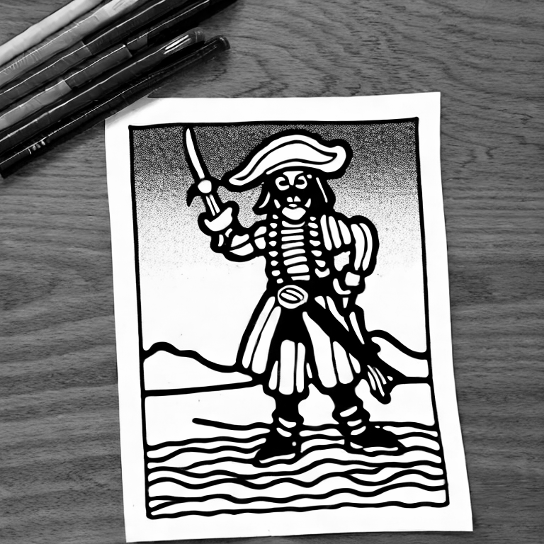 Coloring page of a pirate