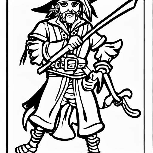 Coloring page of a pirate