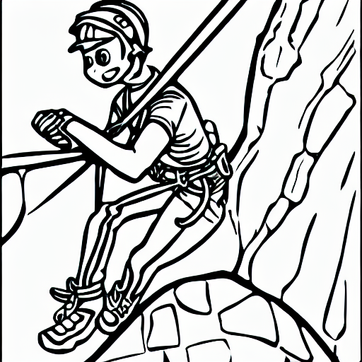 Coloring page of a rock climber