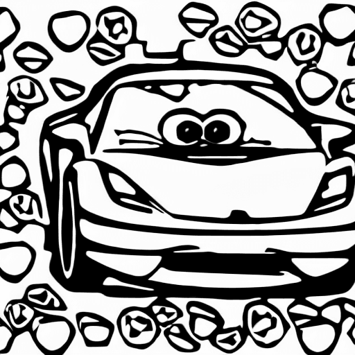 Coloring page of a sad car