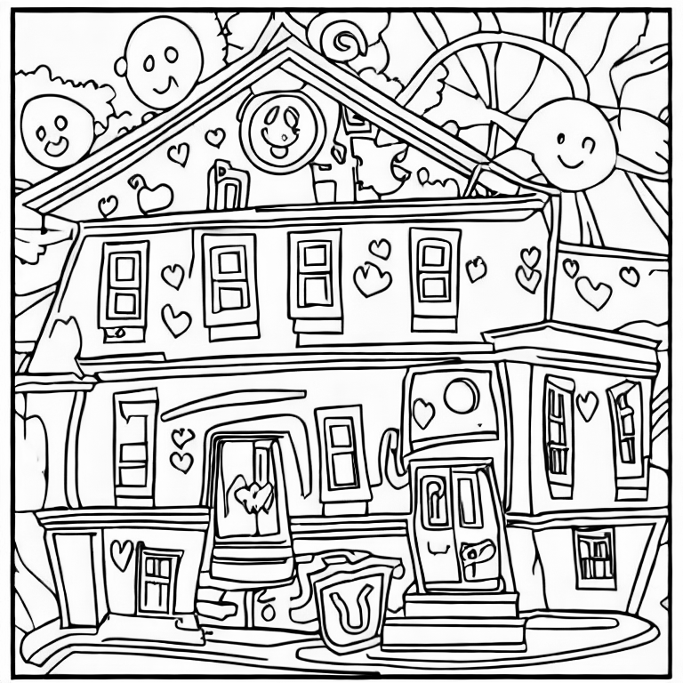 Coloring page of a school