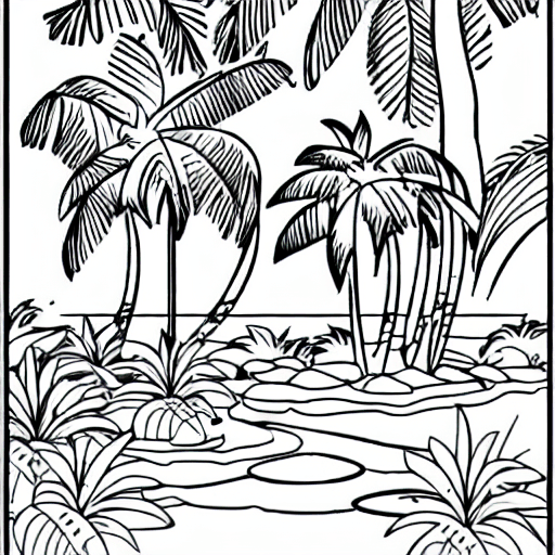 "a tropical island with lots of animals" coloring page COLOR anything