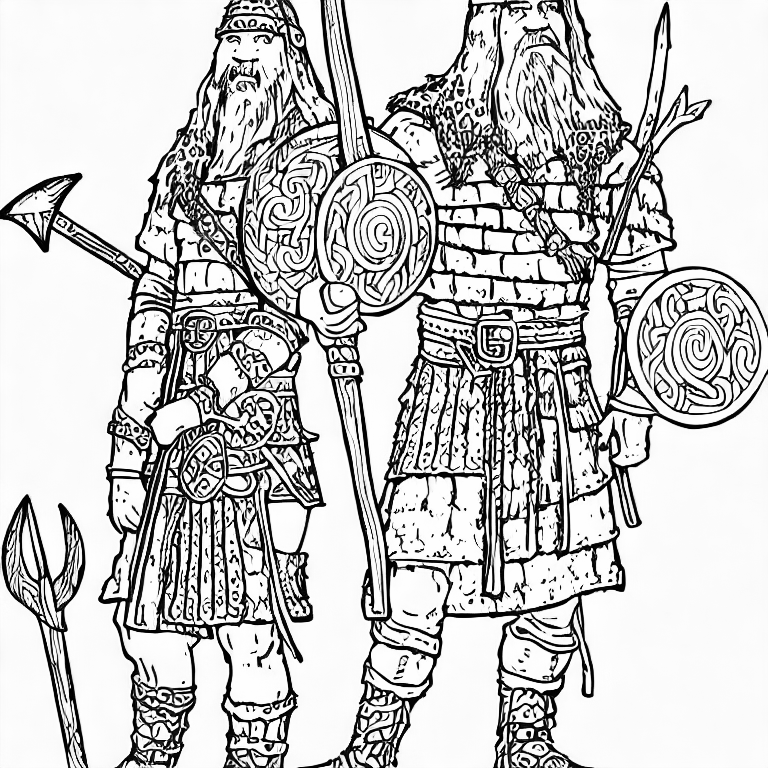 Coloring page of a viking