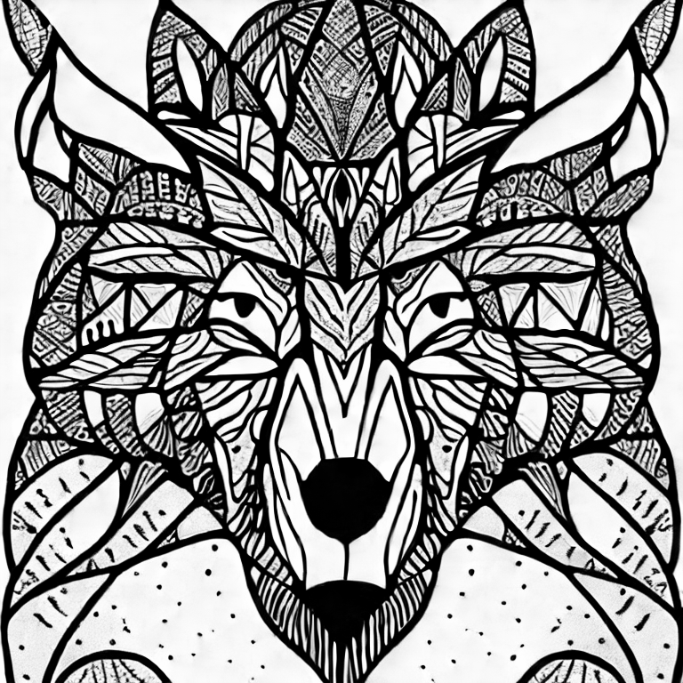 Coloring page of a wolf in tirexthe woods