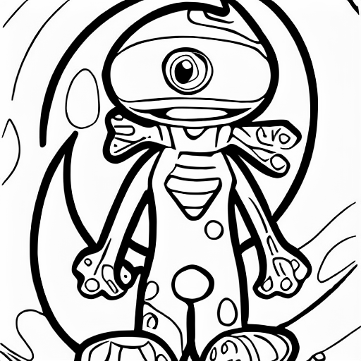 Coloring page of alien dog