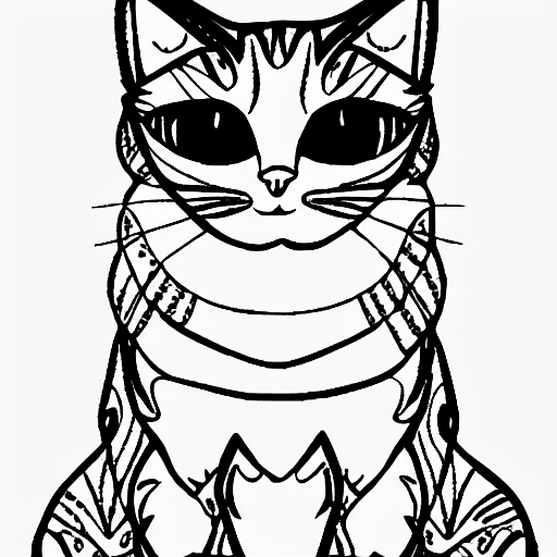 Coloring page of an elaborate katze fifi