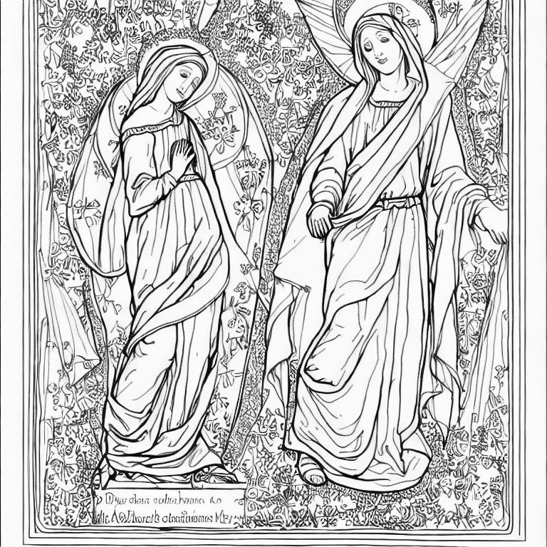 Coloring page of assumption of mary